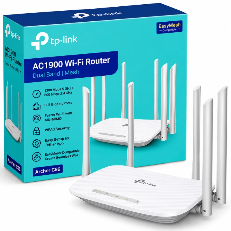 TP-Link Archer C86 AC1900 Dual-Band Wi-Fi Router – Gigabit, MU-MIMO, Easy Mesh
