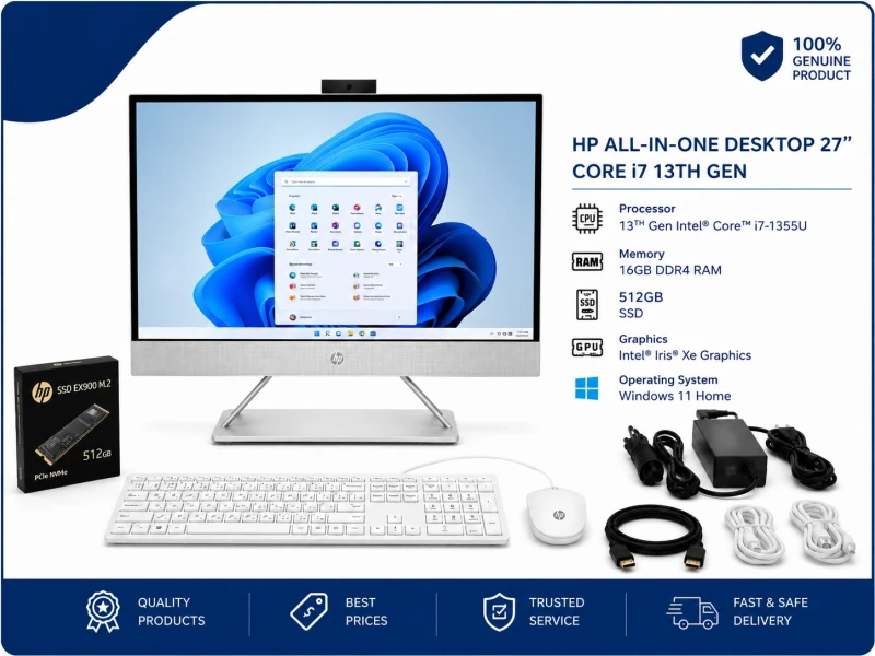 HP ALL-IN-ONE DESKTOP 27" CORE i7 13TH GEN 16GB RAM / 512GB SSD