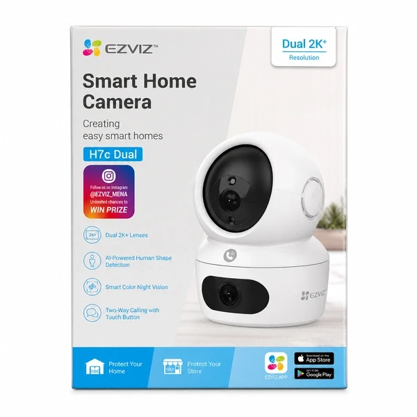 EZVIZ H7c Dual 2K+ Smart Home Wi-Fi Pan-and-Tilt Security Camera with Dual Lenses