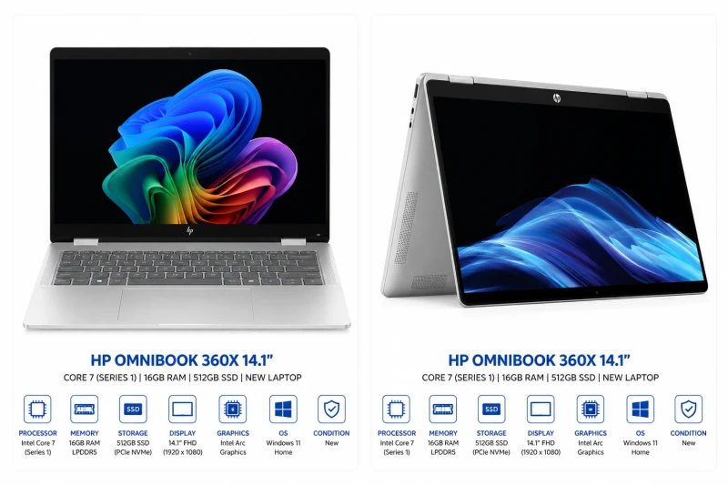 HP OMINIBOOK 360X 14.1” CORE 7 (SERIES 1) 16GB RAM/512 SSD NEW LAPTOP
