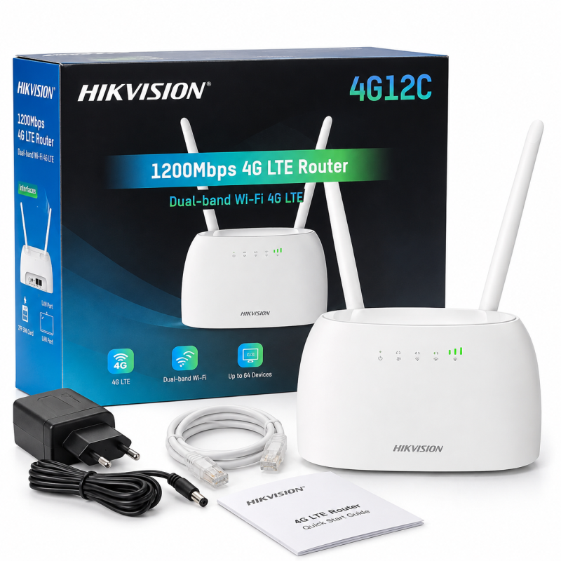 Hikvision DS-3WR4G12C AC1200 4G LTE Dual-Band Wi-Fi Router
