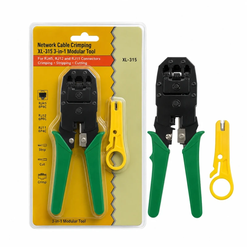 Network Cable Crimping XL-315 3-in-1 Modular Tool for RJ45, RJ12 and RJ11 Connectors