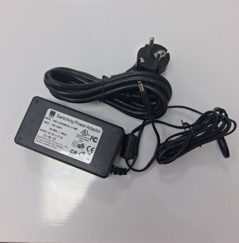 24V 2.5A 60W AC/DC Switching Power Adapter with DC Barrel Plug and EU Power Cord