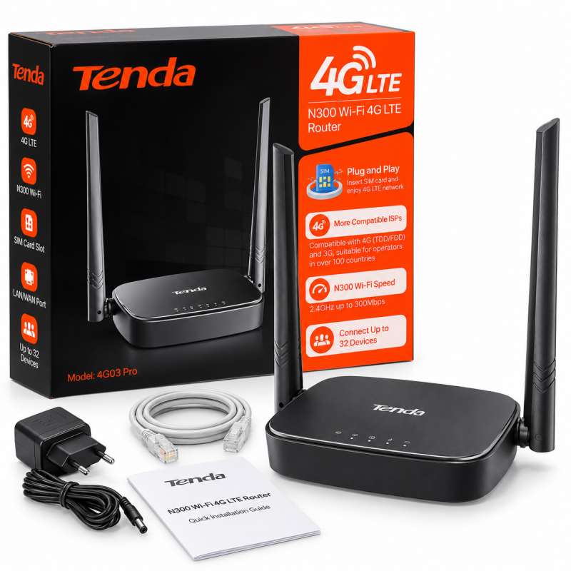 Tenda 4G03 Pro N300 4G LTE Wi-Fi Router