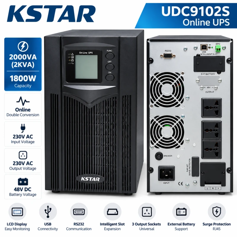 KSTAR UDC9102S 2KVA / 1.8KW Online Double Conversion UPS (48V DC)