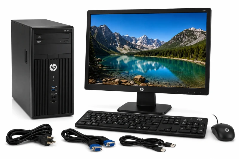 HP  260 TOWER 4th GEN i5 4gb ram_1tb hdd USED Desktop with 19" wide and full accessories