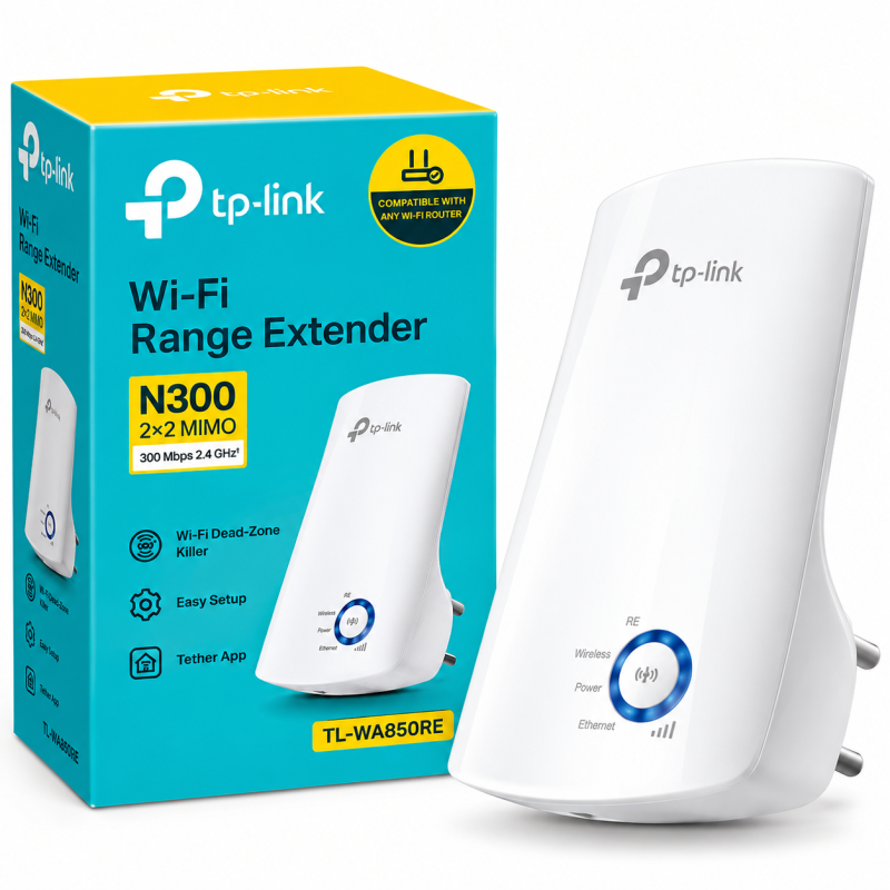 TP-Link TL-WA850RE N300 Wi-Fi Range Extender – 300 Mbps, 2.4 GHz